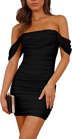 Cocktail Dresses for Women 2026 Summer Off Shoulder Bodycon Mini Graduation Party Spring Wedding Guest Dress