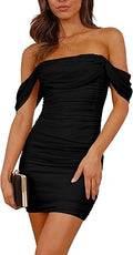 Cocktail Dresses for Women 2026 Summer Off Shoulder Bodycon Mini Graduation Party Spring Wedding Guest Dress